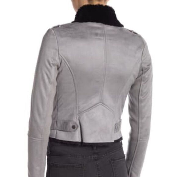 NWOT CoffeeShop Faux Suede/Fur Moto Style Jacket - Picture 4 of 11